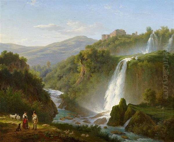 Wasserfall Bei Tivoli Oil Painting by Abraham (Alexandre) Teerlink