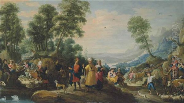 The Meeting Of Jacob And Laban Oil Painting by David The Elder Teniers