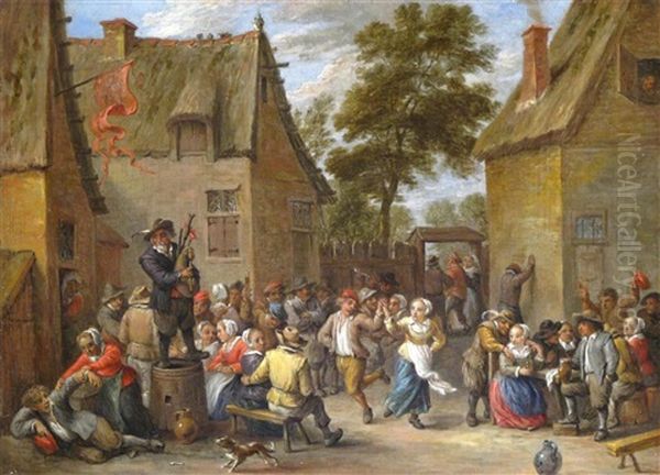 Peasants Making Merry By An Inn Oil Painting by David The Elder Teniers