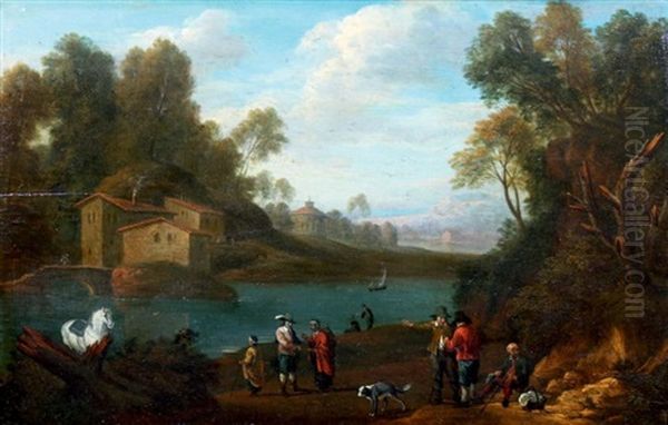 Halte Au Bord D'un Lac Oil Painting by David The Elder Teniers