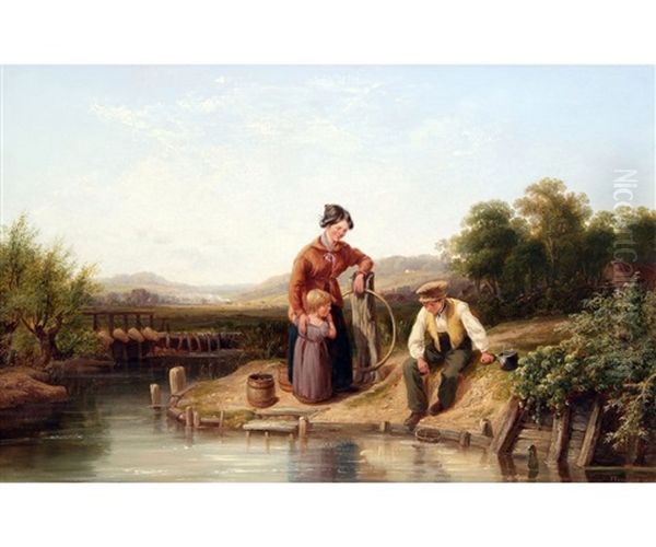 Fishing For Minnows Oil Painting by John F Tennant