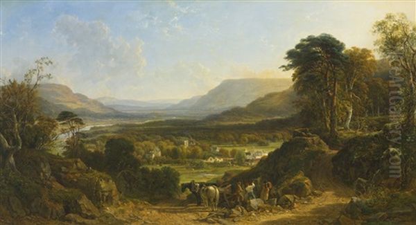 Valley Of Usk Oil Painting by John F Tennant