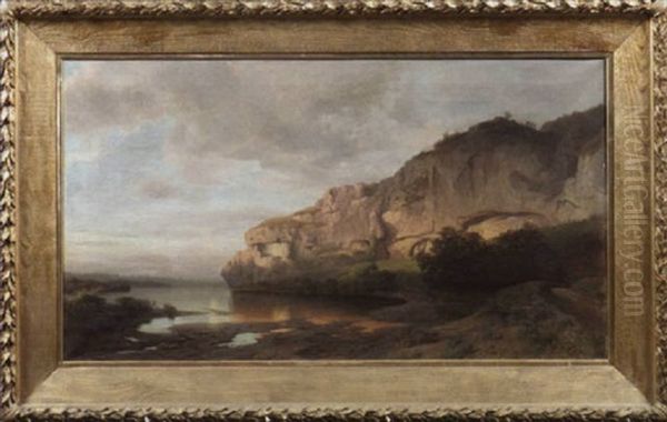 Landschaft Am Alten Oberrhein Mit Den Kalkigen Hohen Des Idsteiner Klotzes Oil Painting by Eduard Tenner