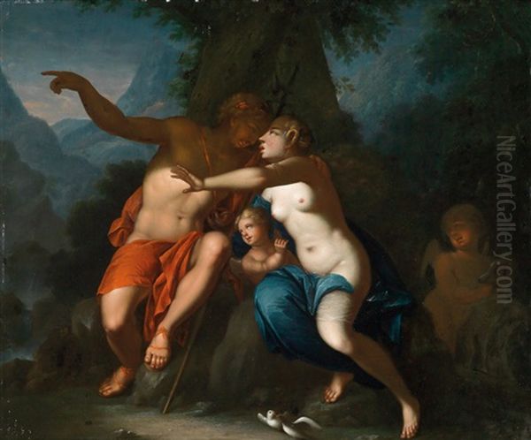 Venus Und Adonis Oil Painting by Augustus Terwesten