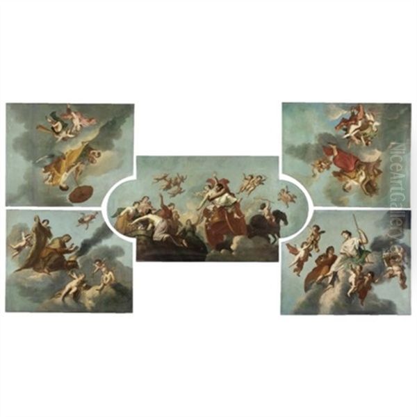 The Rape Of Proserpine And The Four Seasons (set Of 5) Oil Painting by Augustus Terwesten
