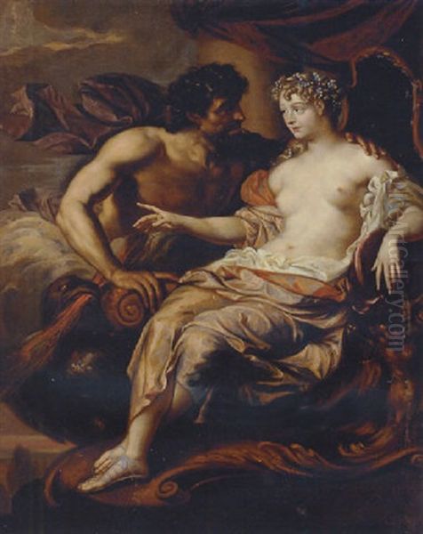 Portrait Of Madame De Grignan As Hebe With Jupiter At Her Side Oil Painting by Augustus Terwesten