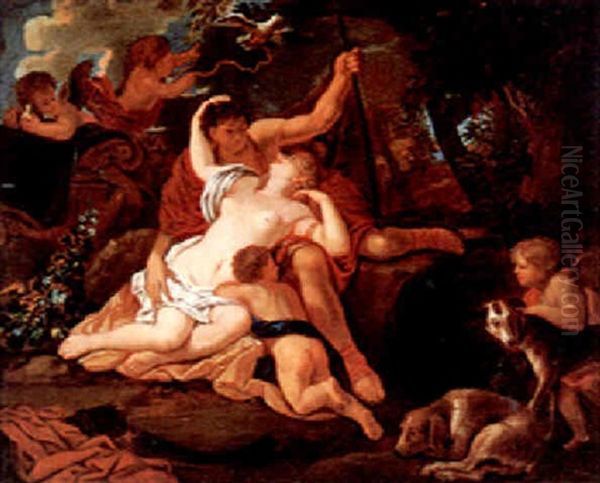 Venus And Adonis Oil Painting by Augustus Terwesten