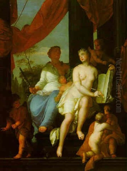 Allegory Of Justice And Peace Oil Painting by Augustus Terwesten