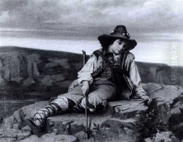 Serbischer Hirtenknabe. Oil Painting by Emil Teschendorff