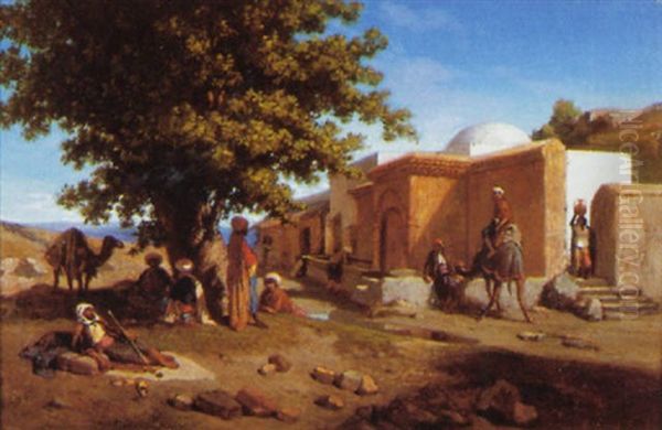 Halte Au Caravanserail Oil Painting by Louis Tesson