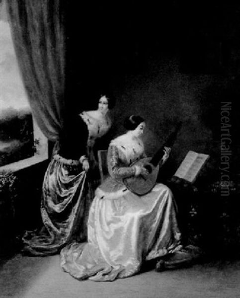 The Music Lesson Oil Painting by Jean Auguste Teste