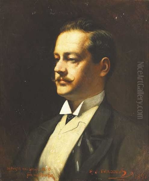Portrait Of Thomas E. Foster Macgeagh Oil Painting by Henry Jones Thaddeus