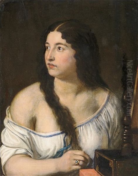 Young Girl With Blue-stone Ring Oil Painting by Mor Than