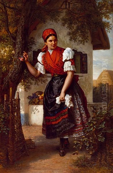 Rose (waiting For Love The Gate) Oil Painting by Mor Than