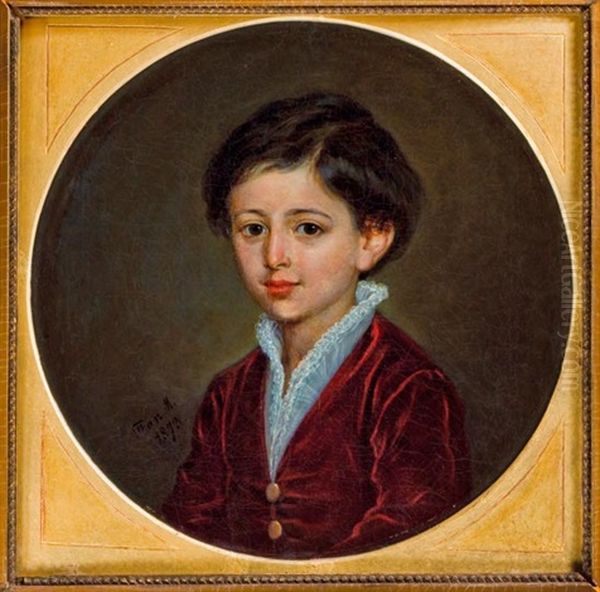 Kisfiu Barsonyzekeben Oil Painting by Mor Than