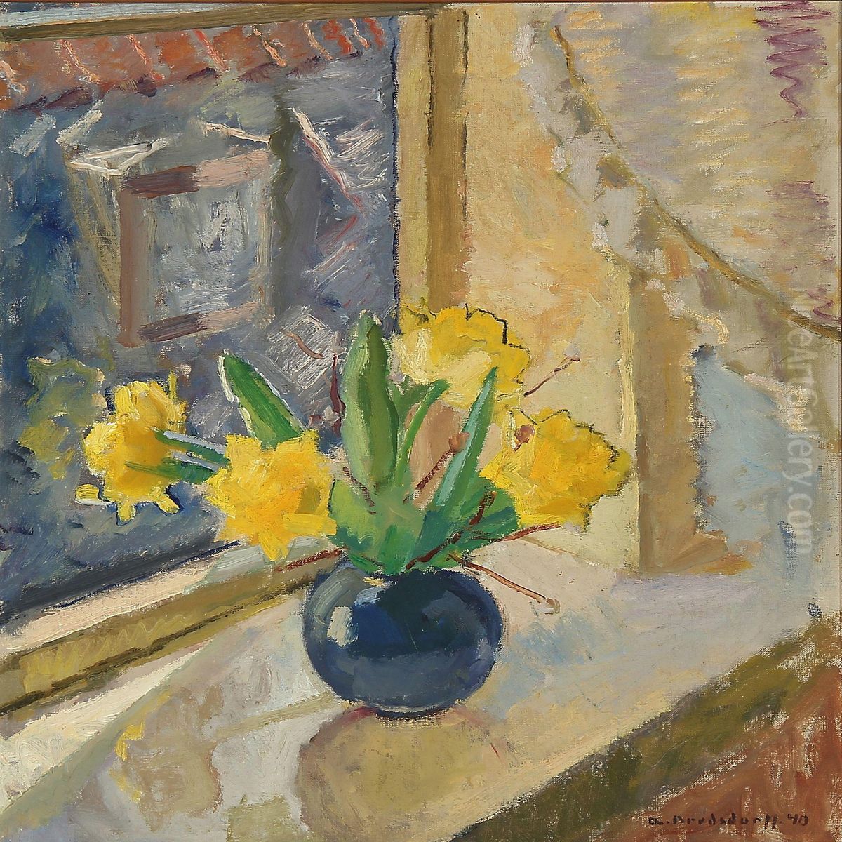 Still Life With Flowers Oil Painting by Axel Bredsdorff