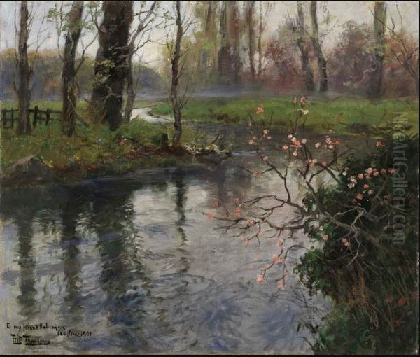 A Stream In Springtime Oil Painting by Frits Thaulow