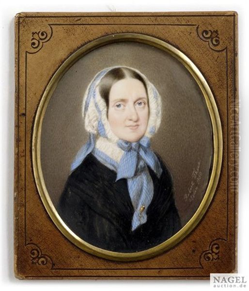 Portrait Einer Jungen Dame Mit Blau-weiser Haube Oil Painting by Robert Theer