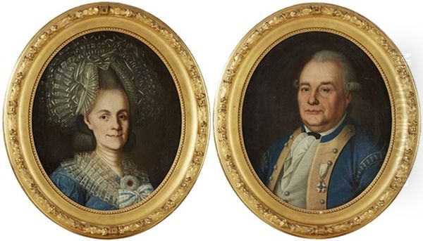 Portratt, Ett Par Oil Painting by Emanuel Thelning