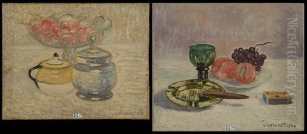 Natures Mortes Aux Fruits (2 Works) Oil Painting by Louis Thevenet