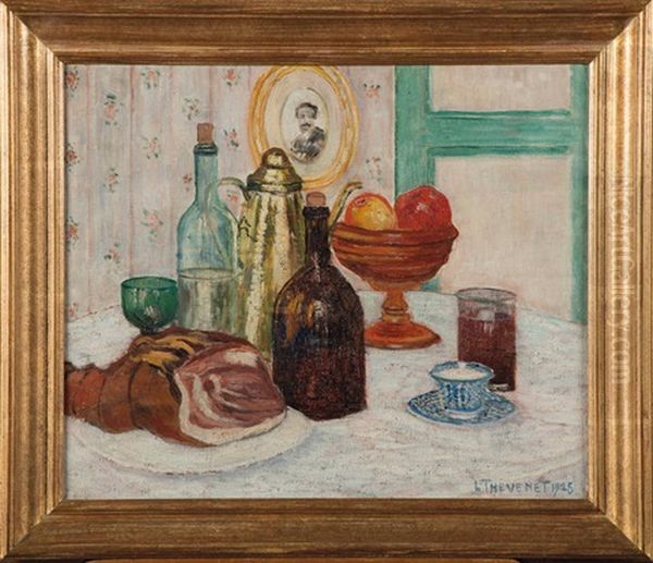Nature Morte Aux Fruits Et Au Jambon Oil Painting by Louis Thevenet