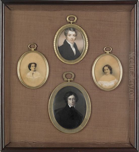 Portrait Of Dr. Federal Vanderburgh Of New York City (+ 3 Others; 4 Works Mounted As 1) Oil Painting by Aimee Thibault