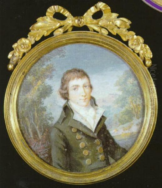 A Gentleman In Green Coat With Gold Buttons Oil Painting by Aimee Thibault