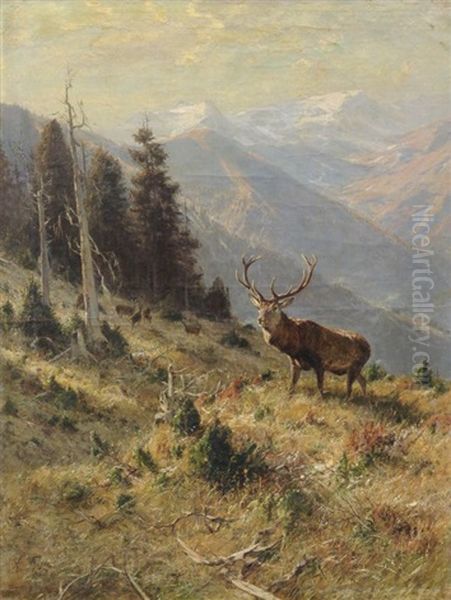 Hirsch Im Spatherbst Oil Painting by Arthur Thiele