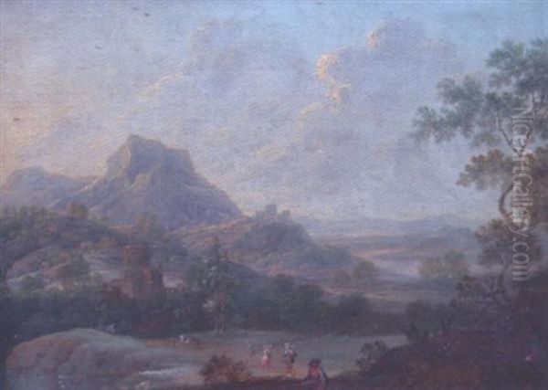 Vue Animee De La Vallee Du Rhin Oil Painting by Johann Friedrich Thiele