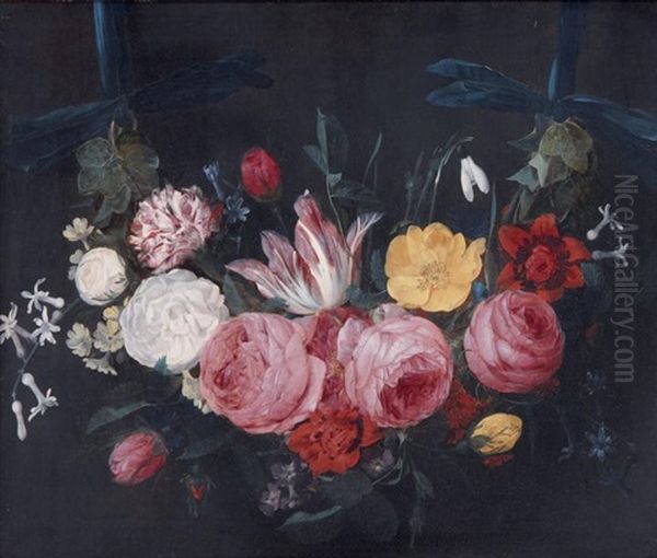 Guirlande De Fleurs Suspendue Oil Painting by Jan Philip van Thielen