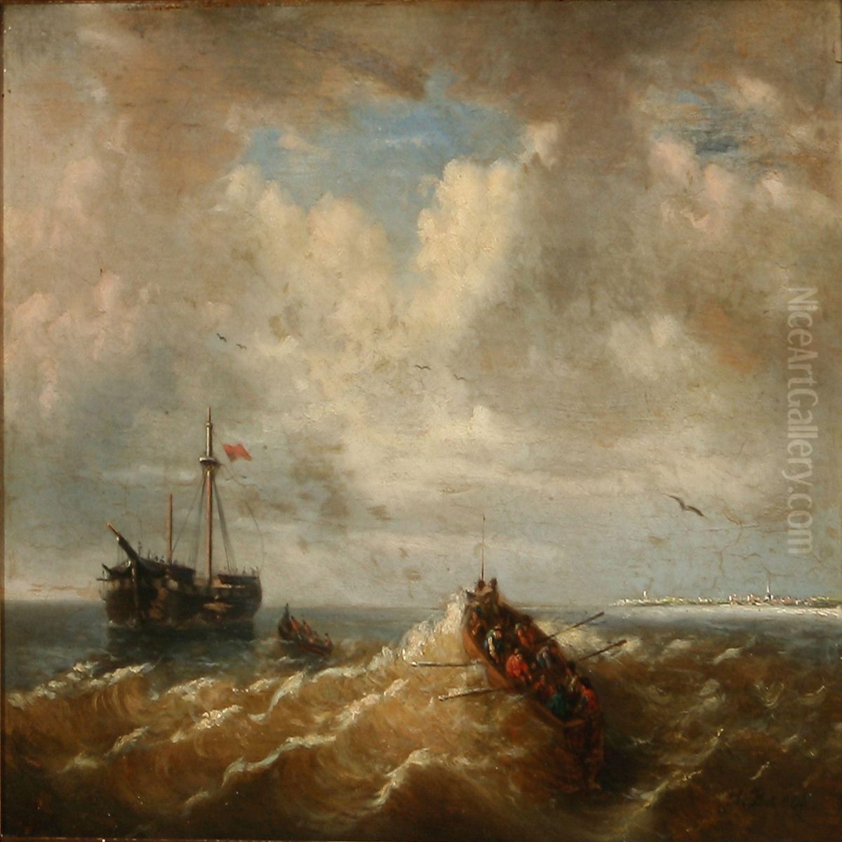 The Lifeboat Goes Out Oil Painting by Harold Brees