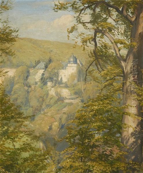 View Of Stolberg Castle Oil Painting by Richard Thierbach