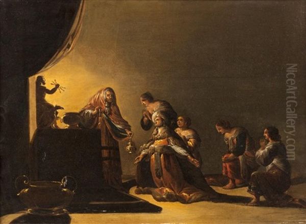 Le Sacrifice A Jupiter Oil Painting by Daniel Jansz Thievaert