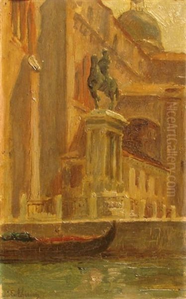 Canal A Venise Oil Painting by Eugene Romain Thirion