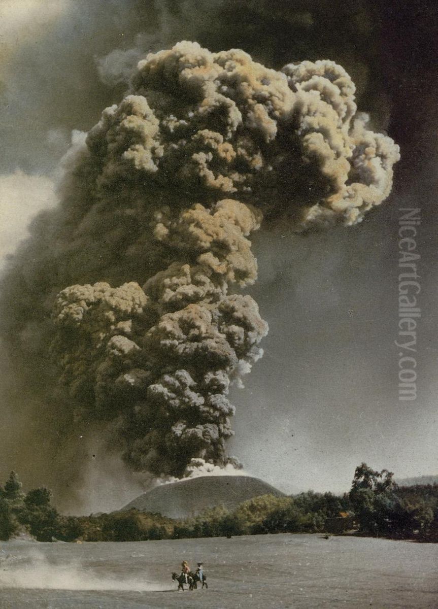 El Paricutin, Mexico Oil Painting by Hugo Brehme