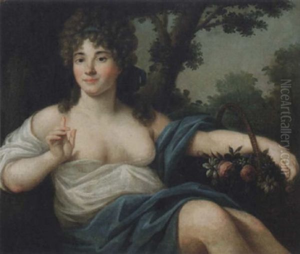 Portratt Pa Ung Kvinna Med Blomsterkorg Oil Painting by Pierre Philippe Thomire