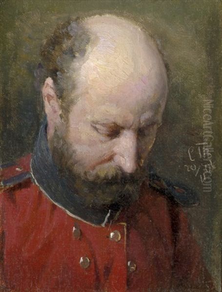 Portrait Eines Offiziers, Nach Unten Blickend Oil Painting by Carl Christian Frederik Jacob Thomsen