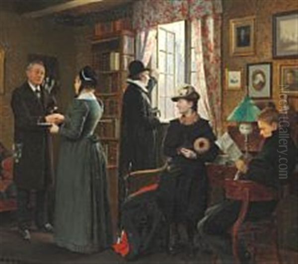 Christmas Morning In The Rectory Oil Painting by Carl Christian Frederik Jacob Thomsen