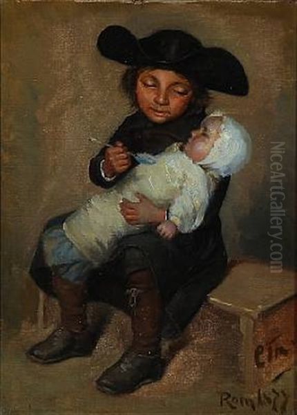Italian Boy With A Little Girl Oil Painting by Carl Christian Frederik Jacob Thomsen