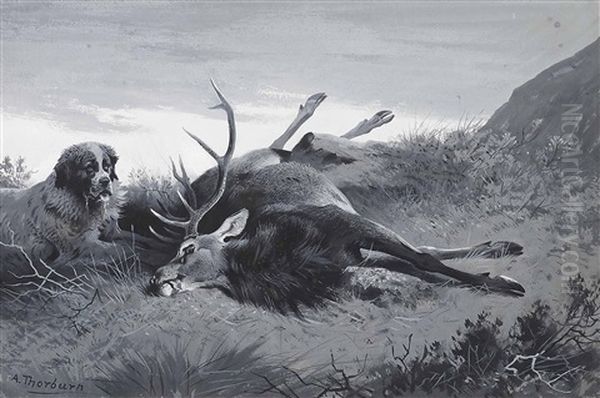 Cruachan And The Ten-pointer Oil Painting by Archibald Thorburn