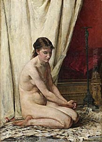 Knabojande Modell Oil Painting by Hildegard Katarina Thorell