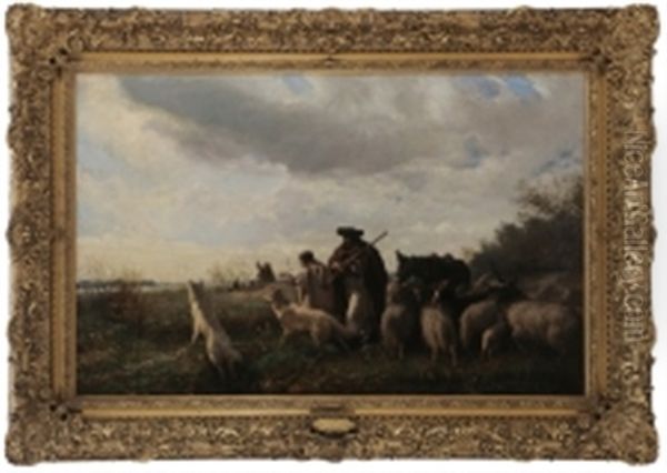 Protecting The Herd Oil Painting by Otto Karl Kasimir Von Thoren