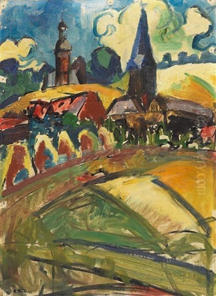 Schwarzrheindorf (blick Auf Vilich) Oil Painting by Hans Thuar