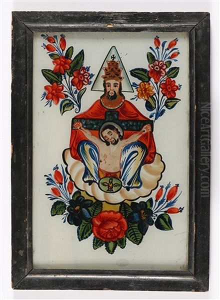 Gnadenstuhl (hl. Dreifaltigkeit) Oil Painting by Johann Thumayr