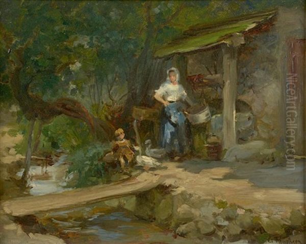 Blanchisseuse Oil Painting by Gabriel Edouard Thurner