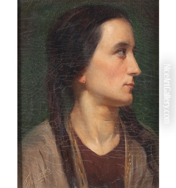 Bildnis Einer Frau Im Halbprofil Oil Painting by Heinrich Thurnes
