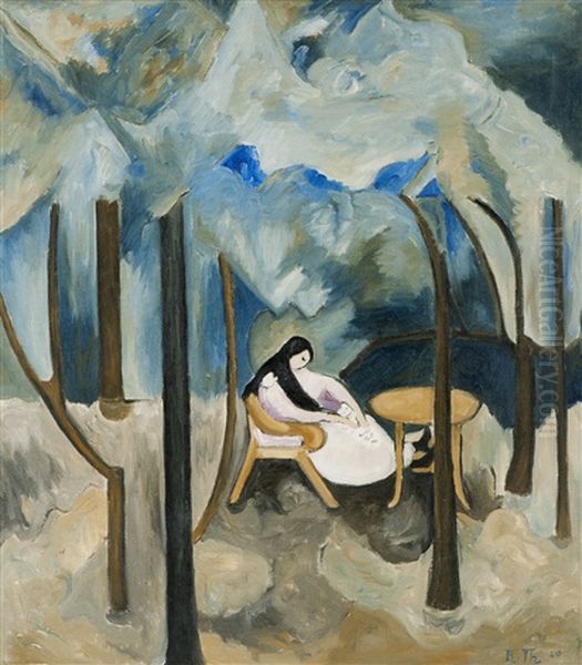 Lesende Pike Oil Painting by Rudolph Thygesen