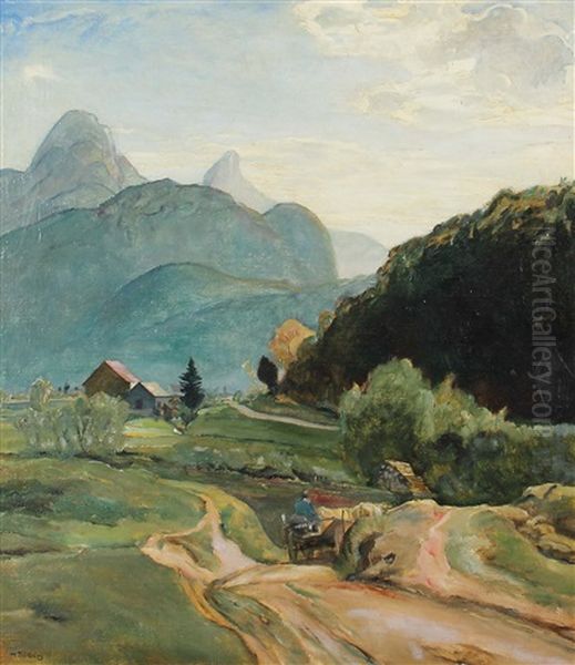 Tal In Den Alpen Oil Painting by Harald Tillberg