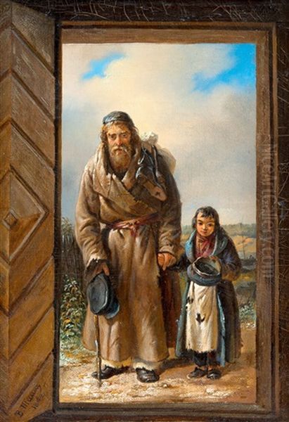 Beggars Oil Painting by Vasili Fiedorovivh Timm