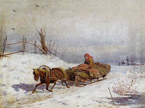 Winterliche Landschaft Mit Figurlicher Staffage Oil Painting by Vasili Fiedorovivh Timm